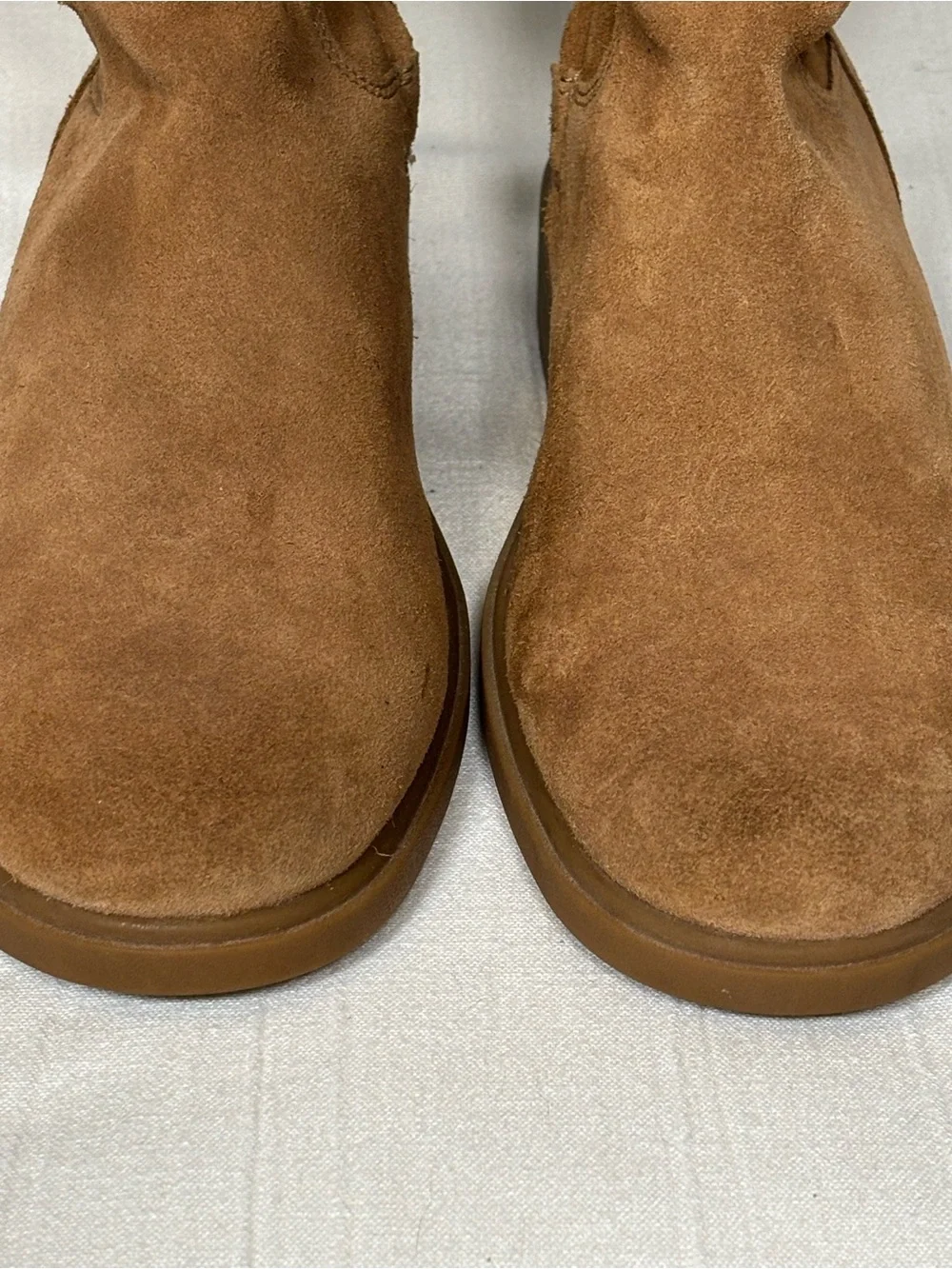 UGG Harrison Cuff Shearling Lined Suede Boots-Chestnut Brown/Cream-Women Size 10